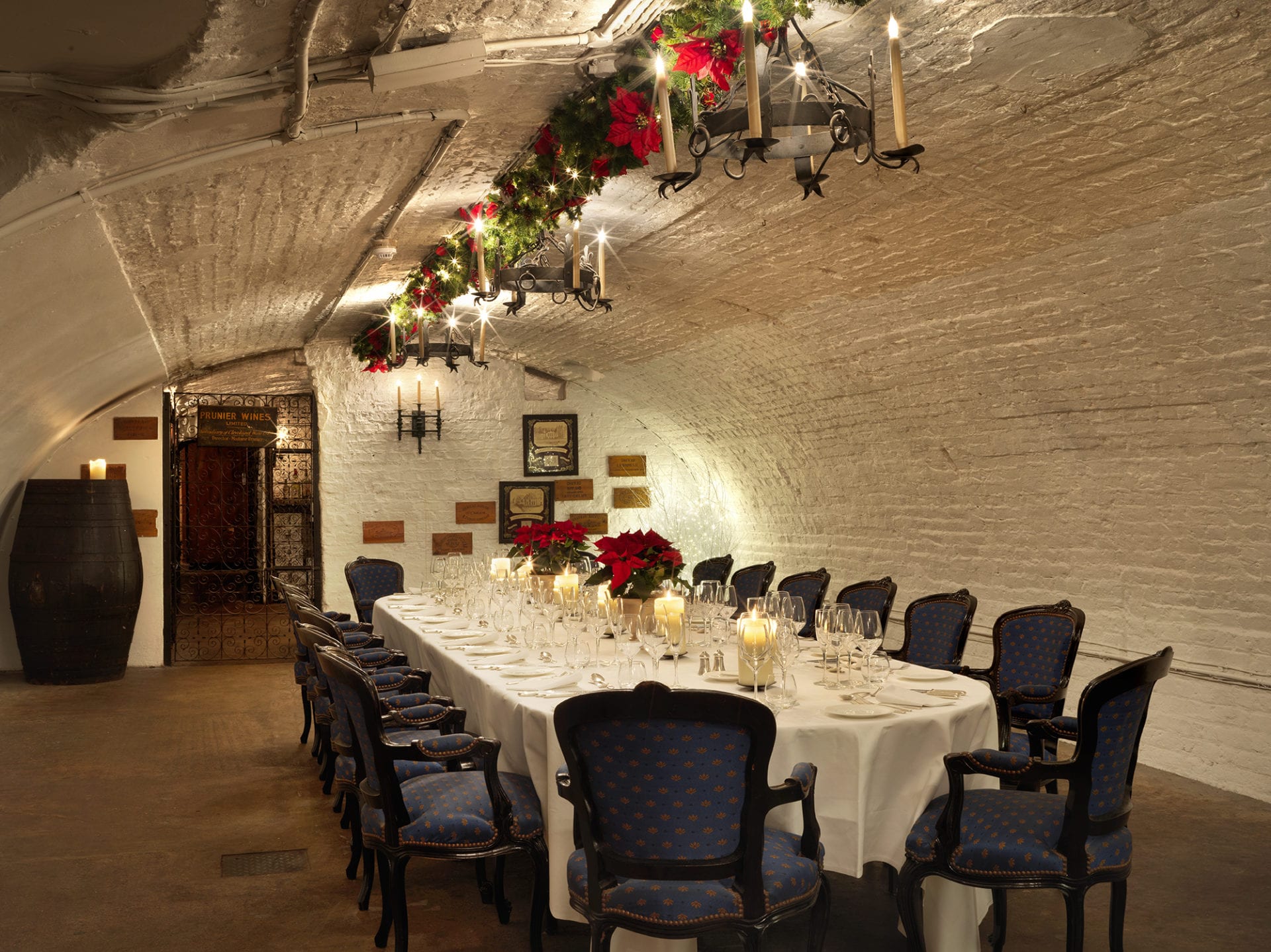 Editorial photograph of The Stafford Wine Cellars private dining room in London