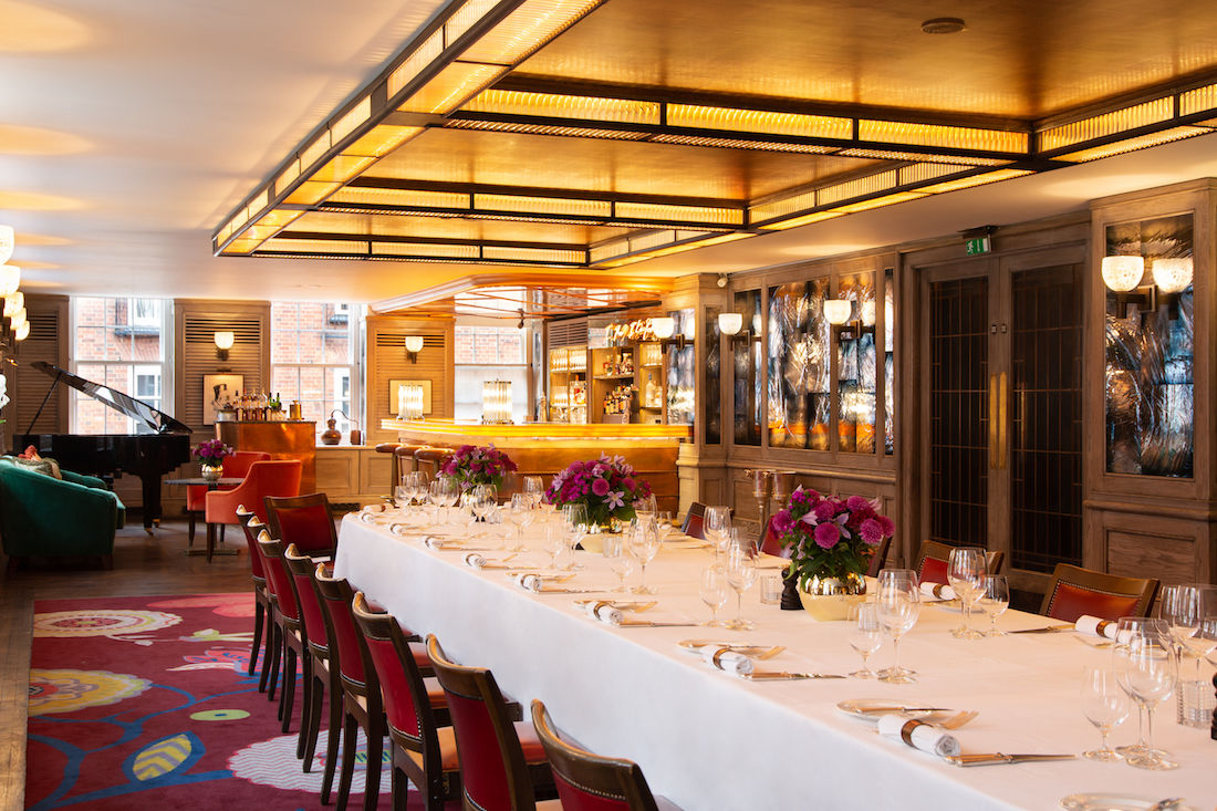 Editorial photograph of 34 Mayfair private dining room in London