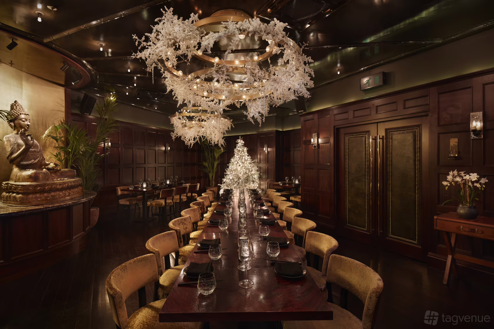 Editorial photograph of Tattu Chinese restaurant interior in Manchester
