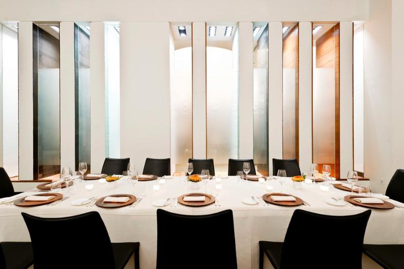 Editorial photograph of Aquavit private dining room in New York City